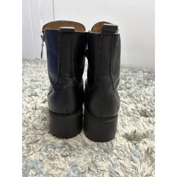 Double H Boots Womens 9 Combat Double Zip Chunky Biker Motorcycle Goth Edgy - Picture 4 of 10